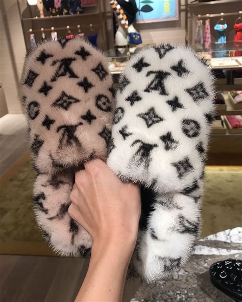 louis vuitton slippers with fur